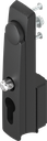 poignée escamotable équipé pour cadenas et demi-cylindre, polyamide GF noir