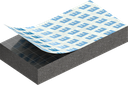 Zellgummi 5 x 15 mm, CR schwarz dehnungsfrei und selbstklebende Montagehilfe