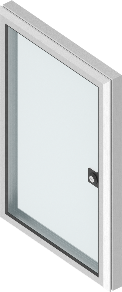 finestra in alluminio con cornice di 30 mm con chiusura 1/4 di giro con cilindro frontale chiave EK 333, alluminio anodizzato