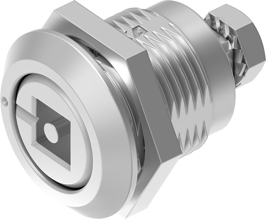 Chiusura 1/4 di giro a compressione quadro incassato 7,5 con perno e riferimento, acciaio inox AISI 316