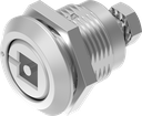 Compression latch square female 7.5 with pin and marking, Stainless steel AISI 316