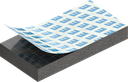 Zellgummi 4 x 15 mm, CR schwarz dehnungsfrei und selbstklebende Montagehilfe
