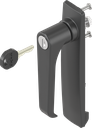 capotage long avec poignée bec de cane clé EK 333, polyamide noir et zamak époxy noir